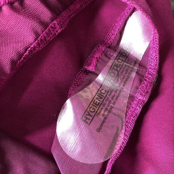 Chloe Kristyn Tisha Bodysuit Pleated One Shoulder Mesh Thong Magenta NWT Medium - Picture 7 of 8